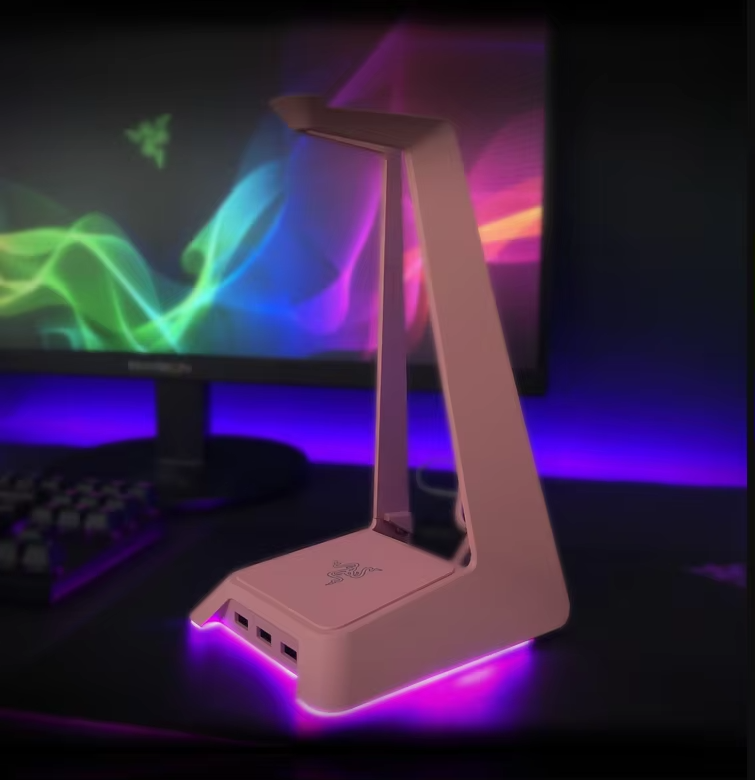 Razer Quartz Pink Charging Headset Base Station Chroma RGB Blacklight USB HUB Multifunctional Headphone Bracket Holder