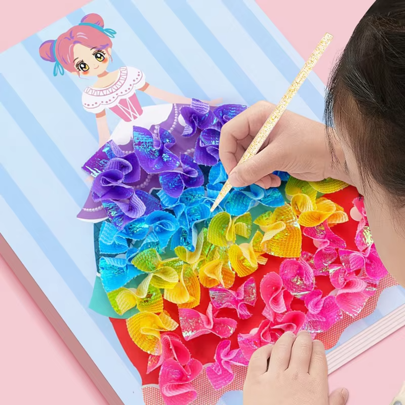 Puzzle Poke Happy DIY Dress Up Book for Girls Handmade Children’s Creative Dream Princess Stickers Book